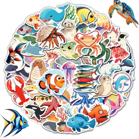 Otaku Ramen Other - 100 pc Cute Colorful Fish and Marine Life Sticker Set